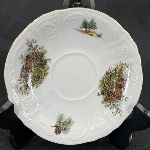 Bernadotte Fine China Tea Coffee Cup and Saucer Set Czech Republic Hare Wildlife - Picture 5 of 8